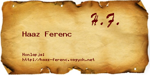 Haaz Ferenc névjegykártya